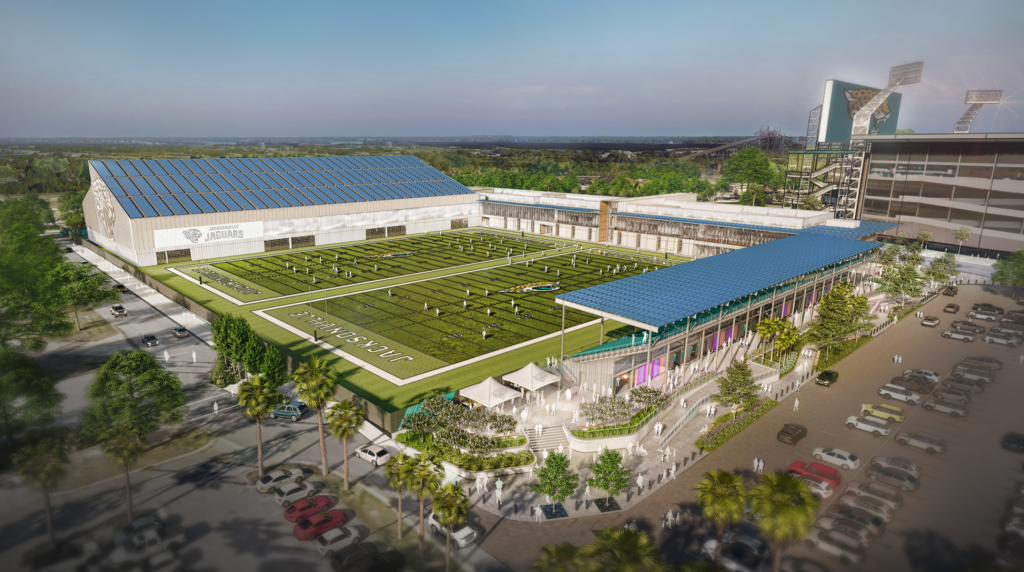 Rendering of Miller Electric Center aerial view 